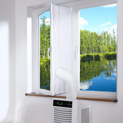 400CM(157") Window Seal Kit, Casement AC Window Vent Seal Kit, 100% Sealing Effect Waterproof Window Seal Kit, Easy Installation, Fit for Single&Dual Hose 1~6in Portable Air Conditioner, Tumbler Dryer