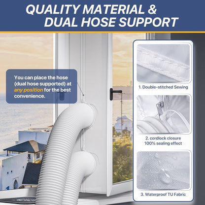 LOVIGA 400CM(157") Portable AC Window Seal Kit, Casement Window Vent Kit Seal Kit for Portable Air Conditioner & Ventilation System, Easy to Install for Crank Out/Awning/Skylights Window