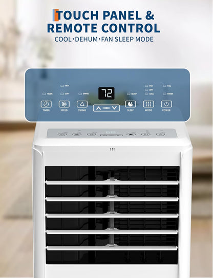 GarveeLife Portable Air Conditioner,8,000 BTU for Rooms up to 350 Sq.Ft., Smart Compact AC Unit with Cooling, Dehumidifier, Fan, Remote Control and Window Kit, White
