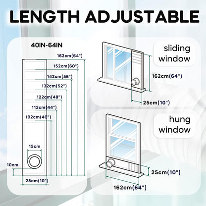 LOVIGA Portable Air Conditioner Window Kit, Window Vent Kit Seal Kit for Portable Air Conditioner Dryer, 10x40~64 Inch Length Adjustable Upgraded 100% Sealing Waterproof Easy to Install