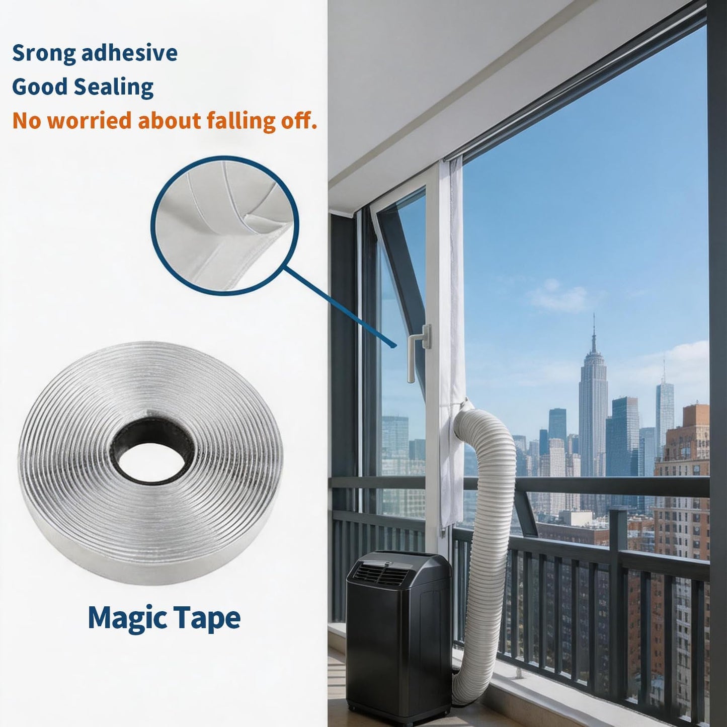 Window Seal Kit for Portable AC Window Seal, Casement Window Vent Kit Seal Kit for Portable Air Conditioner & Ventilation System, Easy to Install for Crank Out/Awning/Skylights Window （400CM/157")