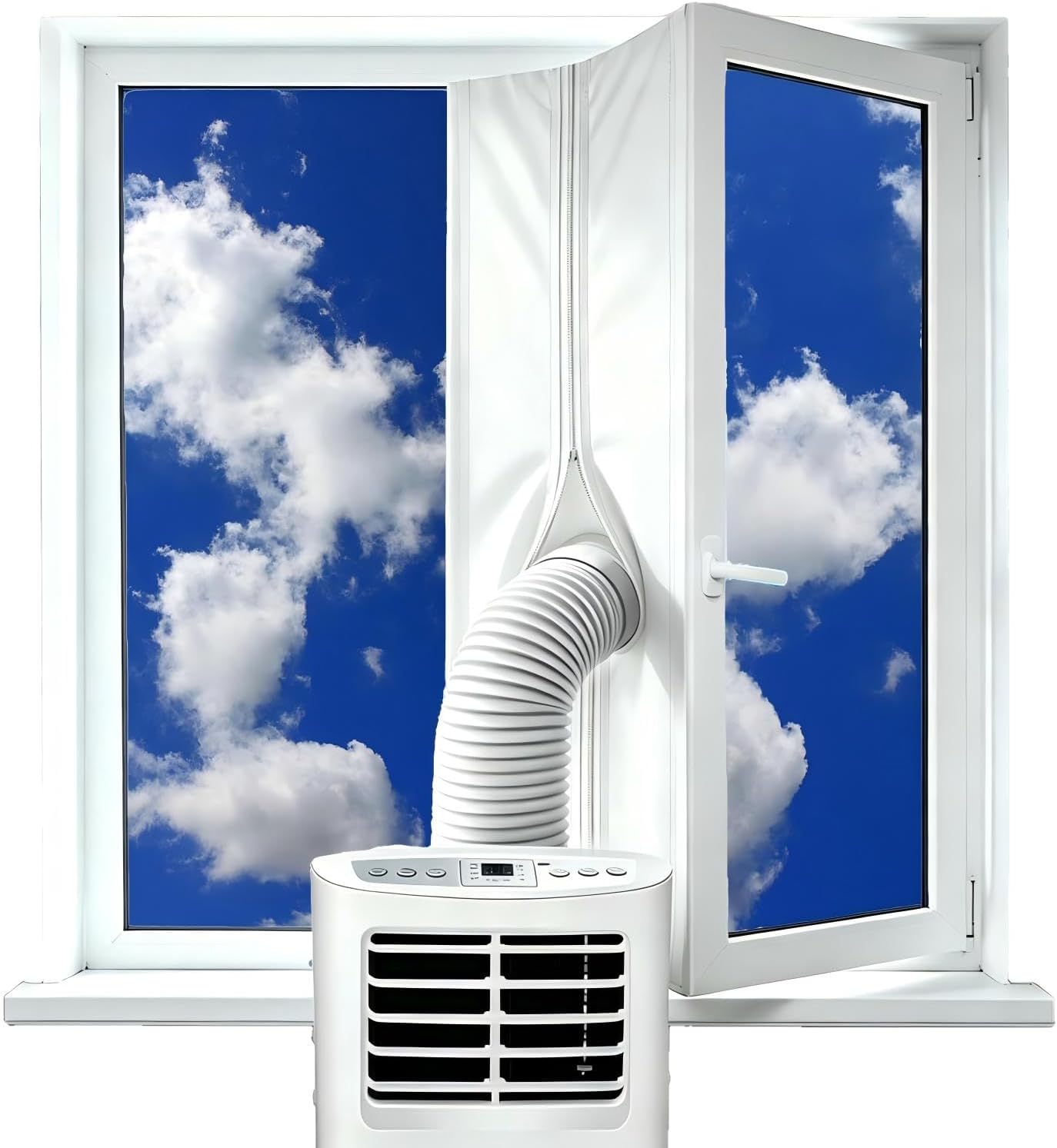 400CM (157'') Portable Air Conditioner Window Seal Kit for Mobile Air-Conditioning and Tumble Dryer, AC Window Kit for Hot Air Stop and for Casement, Crank-Out & Skylight Windows, No Drilling