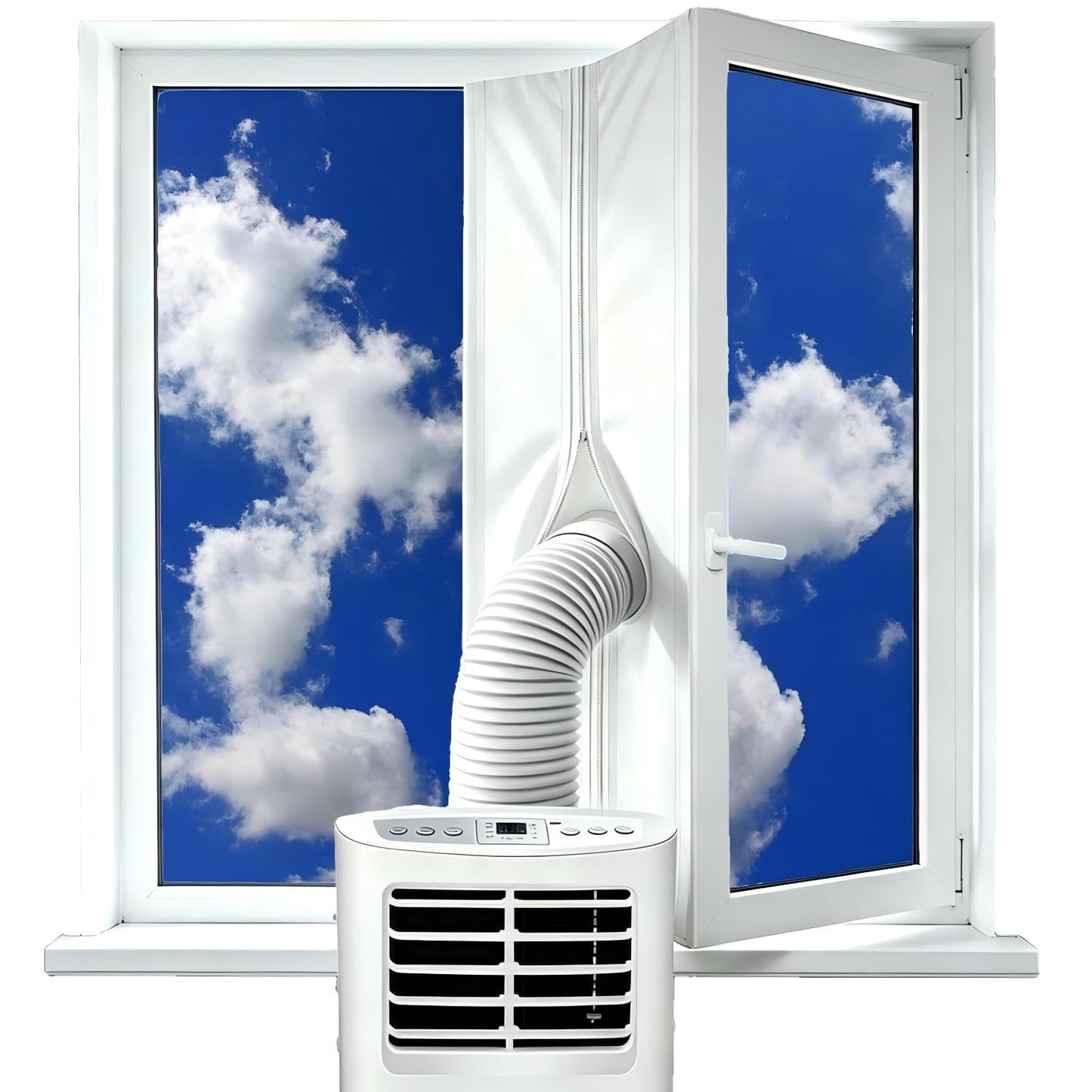 400CM (157'') Portable Air Conditioner Window Seal Kit for Mobile Air-Conditioning and Tumble Dryer, AC Window Kit for Hot Air Stop and for Casement, Crank-Out & Skylight Windows, No Drilling