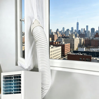 400CM(157") Portable Air Conditioner Window Seal Kit, Window Vent Seal Kit for Portable Air Conditioner Dryer, with Zip and Adhesive Fastener
