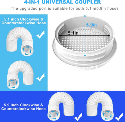 400CM (157") Portable AC Window Seal Kit with Universal Coupler Fit for 5.1"/5.9" Exhaust Hose, Casement Window Seal Kit for Mobile Air Conditioner, Full Sealing Waterproof AC Window Vent Seal Kit