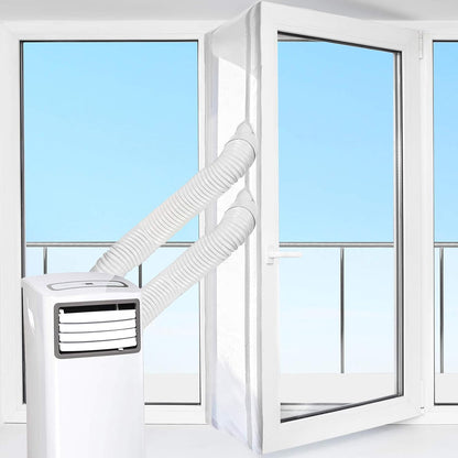 HOOMEE 220”(560CM) Universal Window Seal for Mobile Air Conditioner and Tumble Dryer – Window Kit Works with Portable AC, Easy to Install - Air Exchange Guards with Zip and Adhesive Fastener