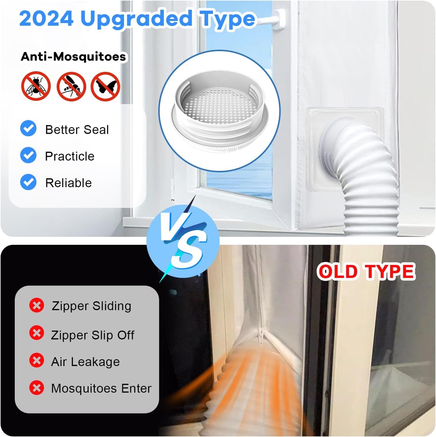 400CM (157") Portable AC Window Seal Kit with Universal Coupler Fit for 5.1"/5.9" Exhaust Hose, Casement Window Seal Kit for Mobile Air Conditioner, Full Sealing Waterproof AC Window Vent Seal Kit