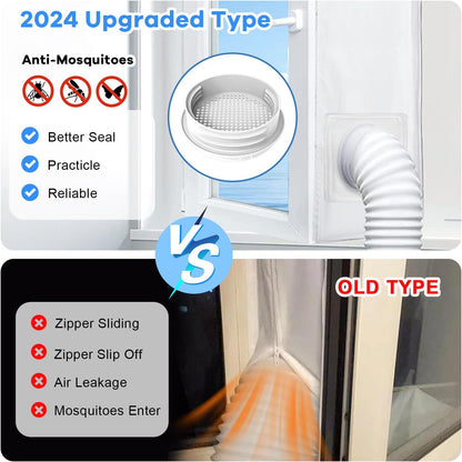 400CM (157") Portable AC Window Seal Kit with Universal Coupler Fit for 5.1"/5.9" Exhaust Hose, Casement Window Seal Kit for Mobile Air Conditioner, Full Sealing Waterproof AC Window Vent Seal Kit