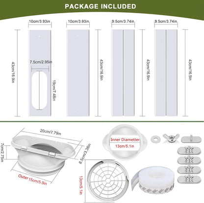 Portable Air Conditioner Window Kit,2-in-1 Universal Window Seal for 5.1"/5.9" Exhaust Hose and Tumble Dryer,Mobile A/C Window Vent Seal Kit with 4 Adjustable Seal Plate