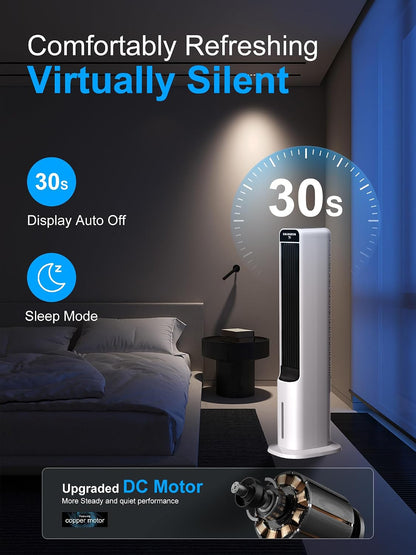 MEPTY 3-IN-1 Evaporative Air Cooler, Cooling Fans that Blow Cold Air with 120° Oscillation, 12H Timer, 3 Speeds, Portable Swamp Cooler for Indoor Use, Windowless Portable Air Conditioners