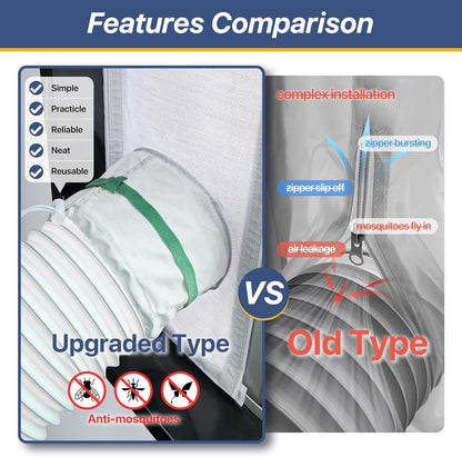 LOVIGA Drawstring Portable Air Conditioner Window Vent Kit, 100% Sealing Portable AC Window Kit Seal Kit, Fit Both 5" & 6" Hose, Keep Hot Air Out, Length Adjustable, Waterproof,10X44~64 Inch