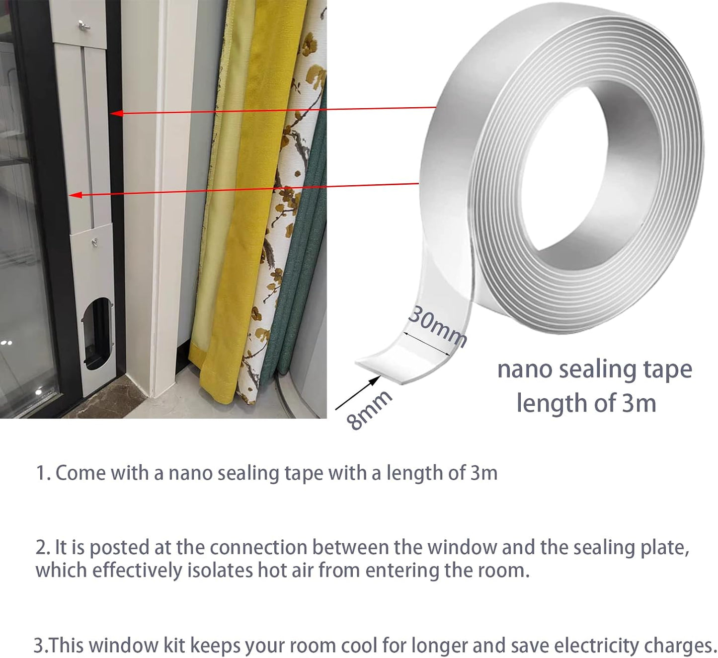 Portable Air Conditioner Window Kit with 5.9” Exhaust Hose, Adjustable Universal Window Seal for AC Unit…