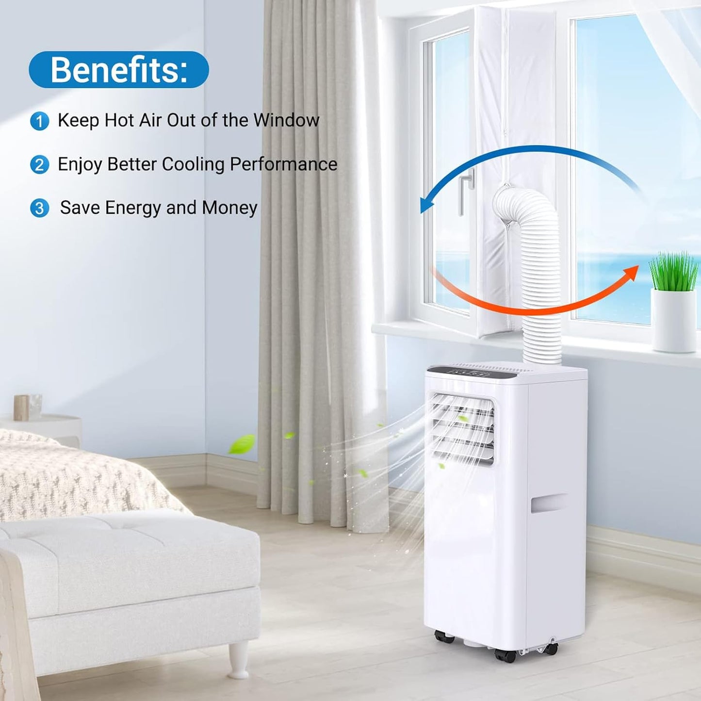 400CM(157") Window Seal Kit, Casement AC Window Vent Seal Kit, 100% Sealing Effect Waterproof Window Seal Kit, Easy Installation, Fit for Single&Dual Hose 1~6in Portable Air Conditioner, Tumbler Dryer