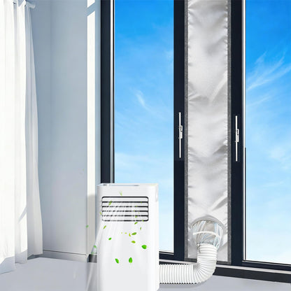 39" portable AC window vent kit,window seal kit silver-coated 100% blackout sealed for portable air conditioner dryer–oxford fabric,waterproof, non-breathable,stops hot backflow, easy to install