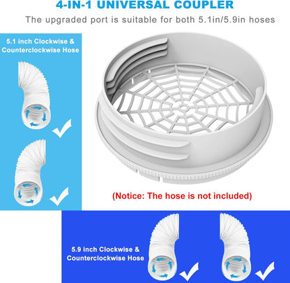Portable Air conditioner Window Vent Seal Kit with Universal Coupler Fit for 5.1"/5.9" Exhaust Hose, Mobile A/C Unit Window Vent Kit with 4 Vent Seal Plates for Vertical/Horizontal Sliding Window