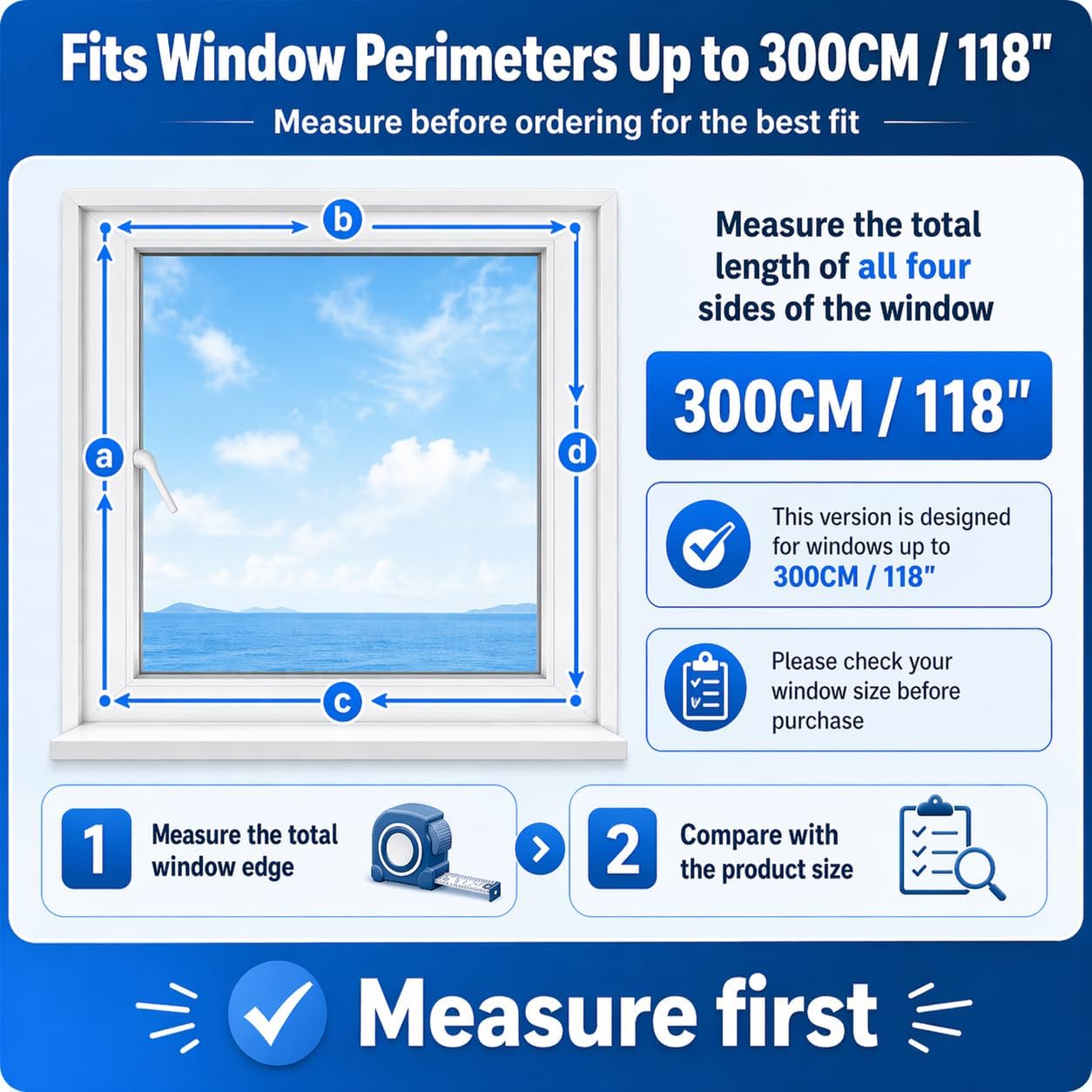 Portable AC Window Seal Kit for Casement & Crank Windows, 300CM/118" No-Drill Window Vent Kit, Adjustable Zipper Seal for Single & Dual Hose Portable Air Conditioners, Waterproof AC Window Kit