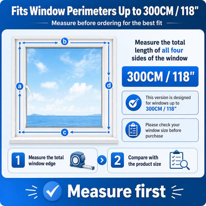 Portable AC Window Seal Kit for Casement & Crank Windows, 300CM/118" No-Drill Window Vent Kit, Adjustable Zipper Seal for Single & Dual Hose Portable Air Conditioners, Waterproof AC Window Kit
