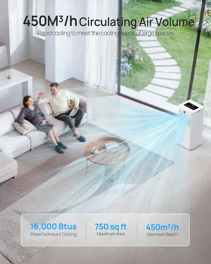 Portable Air Conditioners 16,000 Btu for Large Room up to 850 Sq. Ft., 5-in-1 Smart AC with WiFi App, Fast Cooling, Dehumidifier, Fan, Quiet 36dB Sleep Mode & Window Kit for Bedroom, Office