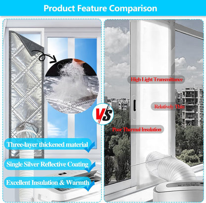 Portable AC Window Seal Kit,39"–Adjustable Vertical/Horizontal Sliding Windows,3-Layer Thickened Unit Window Vent Seal Kit for Portable Air Conditioner,100％Tight Seal Blocks Hot Air,Easy Installation