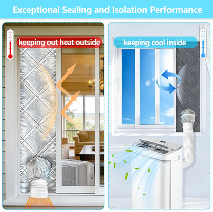 40" Heavy Duty Portable Air Conditioner Window Kit Reflective Aluminum Foil Thermal Shield, 100% Blackout & Waterproof Adjustable Height 3-Layer Insulated Portable AC Window Seal Kit