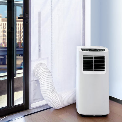 LOVIGA Drawstring Portable Air Conditioner Window Vent Kit, 100% Sealing Portable AC Window Kit Seal Kit, Fit Both 5" & 6" Hose, Keep Hot Air Out, Length Adjustable, Waterproof,10X44~64 Inch