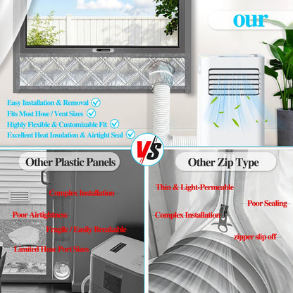 Portable AC Window Seal Kit,39"–Adjustable Vertical/Horizontal Sliding Windows,3-Layer Thickened Unit Window Vent Seal Kit for Portable Air Conditioner,100％Tight Seal Blocks Hot Air,Easy Installation