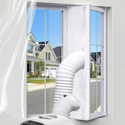 Universal Window Seal Kit for Portable Air Conditioner & Dryer, 100% Sealing Fabric Window Seal, Single & Dual Hose Adjustable Weather Strip, 500cm/197 Inch for Mobile A/C Unit