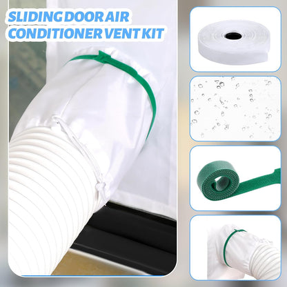 Dandat 2 Set Portable Ac Window Kit Window Seal for Portable Air Conditioner Adjustable Vent Kit with Drawstring and Adhesive Fastener for Dryer Hose Casement Door(75 to 91 Inches)
