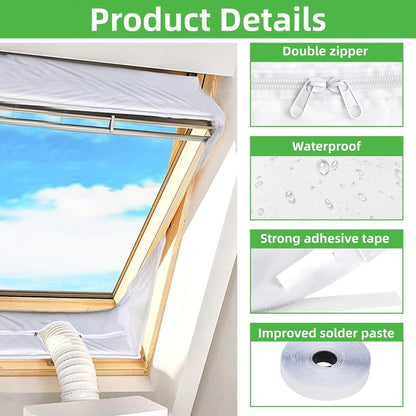 Portable Air Conditioner Window Seal Kit, Waterproof Window Seal with Zip Fits All Mobile Air Conditioners No Drilling Required, Easy to Install (190 * 2)