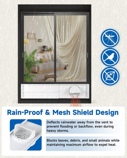 2026 Upgraded Portable Air Conditioner Window Kit with Exhaust Hose, Universal 4.0/5.1/5.9 Inch Seamless Window Vent Kit for AC & Dryer, 17" to 60" Adjustable Window Seal kit with Rain Guard & Mesh