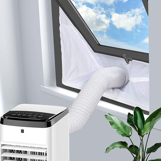 157" Universal Window Seal Kit for Portable Air Conditioner & Tumble Dryer – Heavy-Duty Oxford Fabric Cover with Zipper & Adhesive Fastener, Full Airtight Sealing, Easy No-Drill Installation