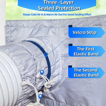 Portable Air Conditioner Window Seal Kit,10In x 36~62 Inch Full Sealing AC Window Vent Seal Kit for Mobile Air Conditioner & Dryer,Length Adjustable,Waterproof & Easy to Install