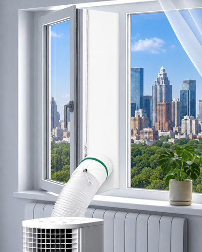Portable AC Window Vent Kit, Heavy Duty Heat-Insulating Air Conditioner Window Seal Kit, Cut-to-Length Full Sealing AC Unit Windows Kit - 10" W x 38–62" L