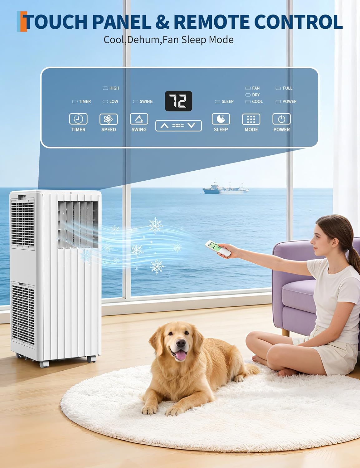 Garvee 8000 BTU Portable Air Conditioner, Complete Window Kit & Remote Included - Easy Setup, Cools 350 Sq. Ft Rooms, 24-Hr Timer, Sleep Mode, Quiet Operation, White