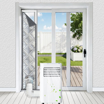 420D High-Density Portable AC Window Seal Kit Stepless Adjustable up to 40" 100% Blackout & Claw-Proof Pet Friendly Fabric, Silver Coated Heat Reflection Shield for Sliding Doors & Windows