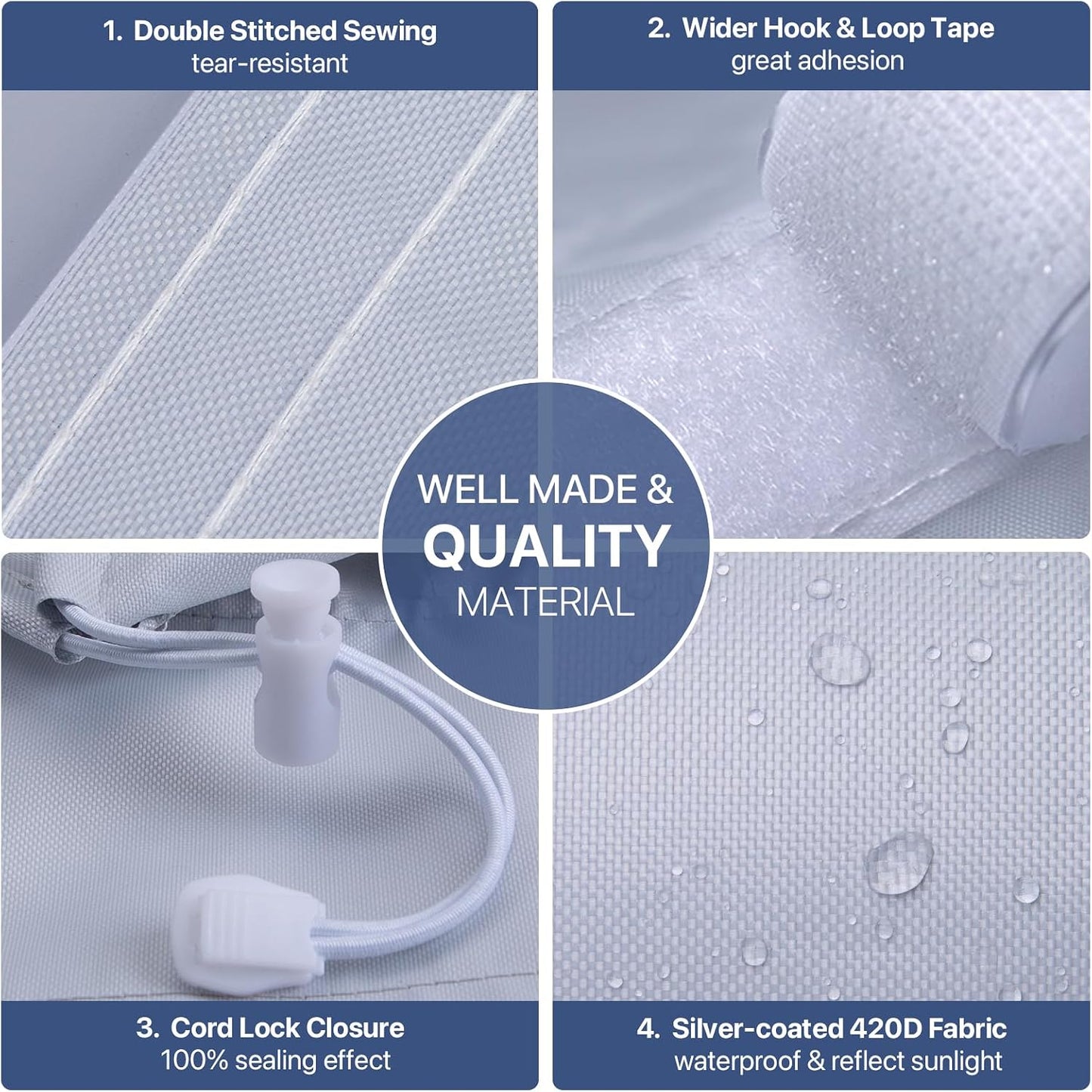 LOVIGA Drawstring Portable Air Conditioner Window Vent Kit, 100% Sealing Portable AC Window Kit Seal Kit, Fit Both 5" & 6" Hose, Keep Hot Air Out, Length Adjustable, Waterproof,10X44~64 Inch