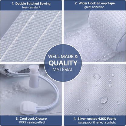 LOVIGA Drawstring Portable Air Conditioner Window Vent Kit, 100% Sealing Portable AC Window Kit Seal Kit, Fit Both 5" & 6" Hose, Keep Hot Air Out, Length Adjustable, Waterproof,10X44~64 Inch