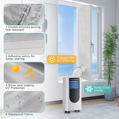 Fohil 400CM (157") Portable AC Window Seal Kit, Window Vent Seal Kit for Portable Air Conditioner Dryer, Waterproof Full Sealing A/C Vent Sealing Cloth for Push Out Windows