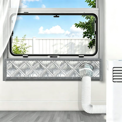 420D High-Density Portable AC Window Seal Kit Stepless Adjustable up to 40" 100% Blackout & Claw-Proof Pet Friendly Fabric, Silver Coated Heat Reflection Shield for Sliding Doors & Windows