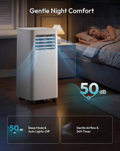 EUHOMY 8,000 BTU Portable Air Conditioners, 4-in-1 Air Conditioner Portable Up to 350 Sq.Ft., Portable AC Unit with Cool, Fan, Dehumidifier, Sleep, 24H Timer, Remote & Installation Kit, for Bedroom