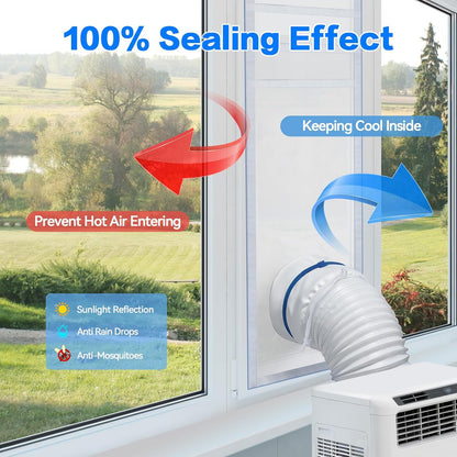 Portable Air Conditioner Window Vent Kit，Window Vent Seal Kit for Mobile Air Conditioning & Dryer，Full Sealing Waterproof，Fit Both 5" and 6" Exhaust Hose，Length Adjustable 10x24~36 inches