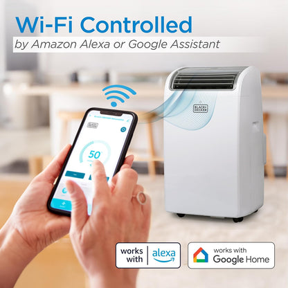 BLACK+DECKER Portable Air Conditioner,14,000 BTU Cooling, 12,000 BTU Heating for Rooms up to 700 Sq. Ft., Smart AC Unit with Follow Me Remote, BPACT14HWT, White