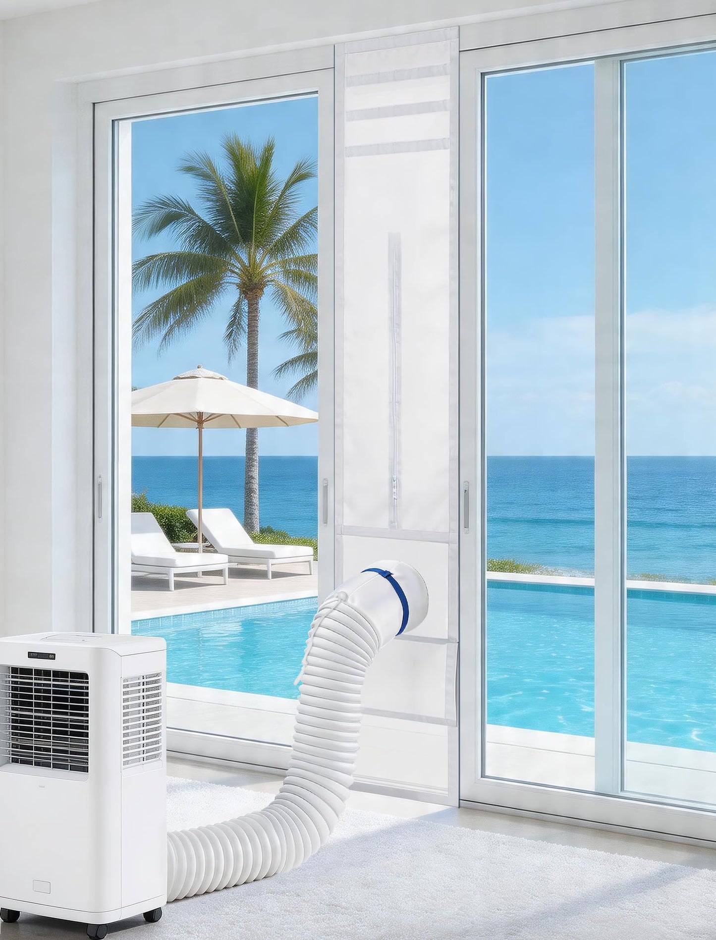 Portable Air Conditioner Window Vent Kit，Window Vent Seal Kit for Mobile Air Conditioning & Dryer，Full Sealing Waterproof，Fit Both 5" and 6" Exhaust Hose，Length Adjustable 10x24~36 inches