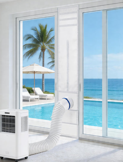 Portable Air Conditioner Window Vent Kit，Window Vent Seal Kit for Mobile Air Conditioning & Dryer，Full Sealing Waterproof，Fit Both 5" and 6" Exhaust Hose，Length Adjustable 10x24~36 inches