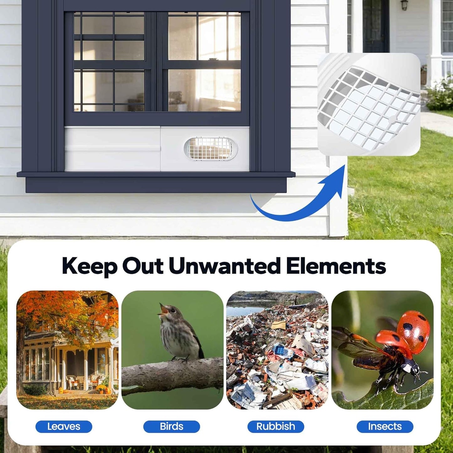 Portable AC Window Vent Kit: Universal Coupler Fits 5.1" & 5.9" Exhaust Hose, Air Conditioner Window Kit with Upgraded Seal Plates, Adjustable Vertical/Horizontal Window Kit, Up to 56 Inches