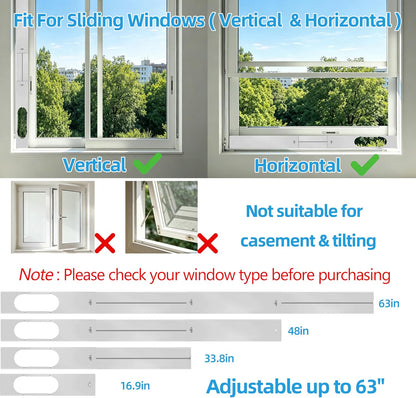 Portable Air Conditioner Window Vent Kit – Adjustable AC Window Kit Fits Sliding Horizontal & Vertical Windows, Includes 5.9” Exhaust Hose