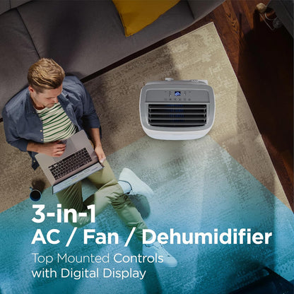 BLACK+DECKER Portable Air Conditioner, 8,000 BTU (3,950 BTU SACC) for Rooms up to 400 Sq. Ft., Portable AC with Follow Me Remote Control and Window Kit, BPACT08WT, White
